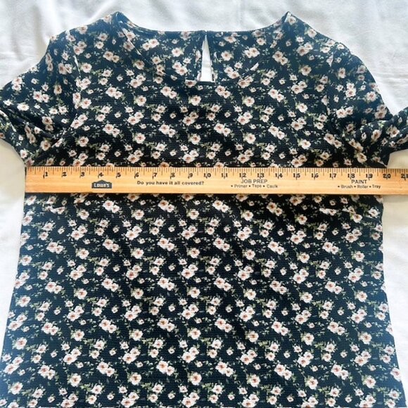 Blouse Ladies PM Boho Black Floral 3/4 Frilled Sleeves WH5505841RK read - Picture 7 of 7